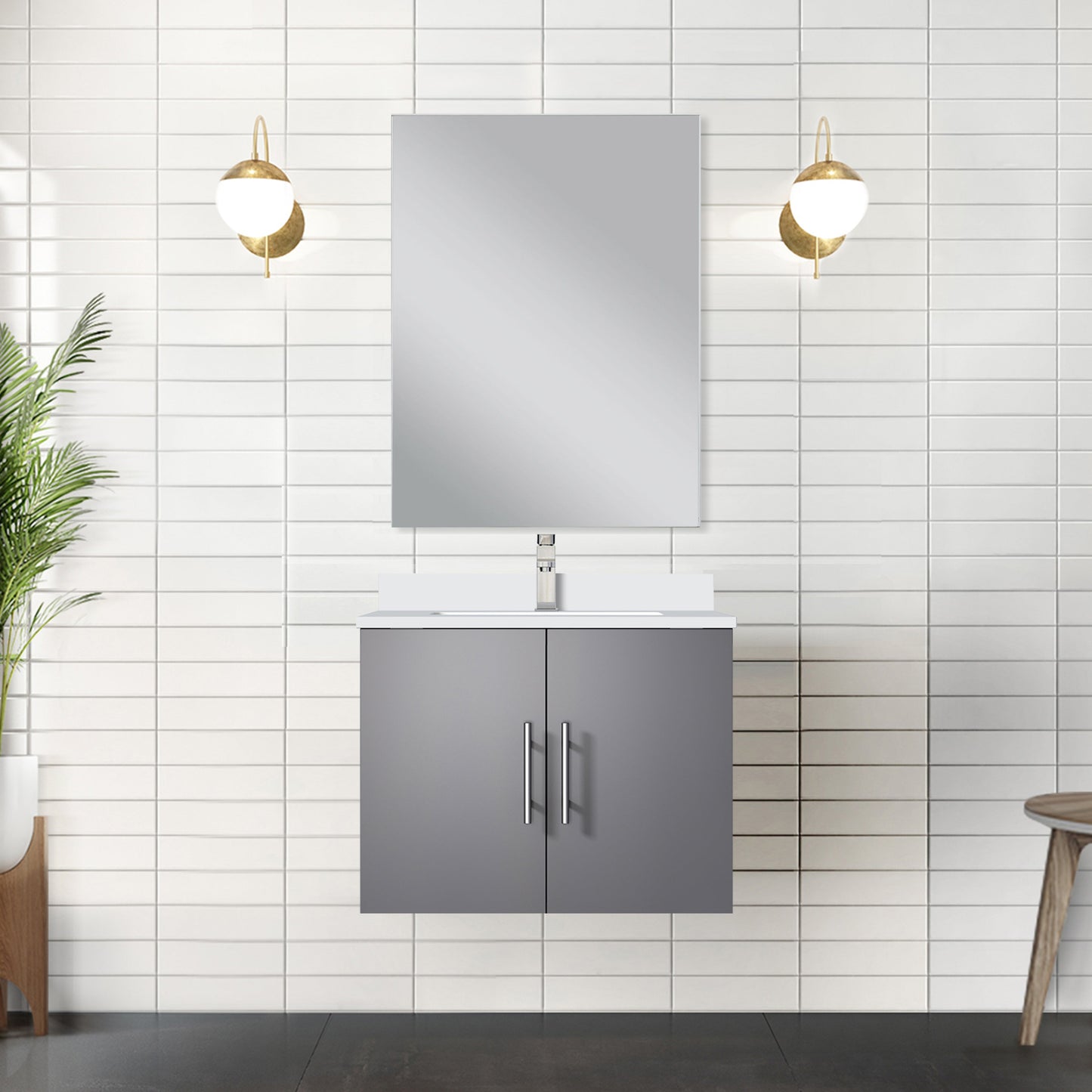 Geneva 24 in W x  in D Dark Grey Single Bath Vanity