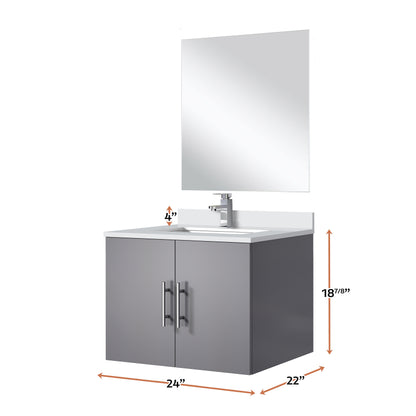 Geneva 24 in W x  in D Dark Grey Single Bath Vanity