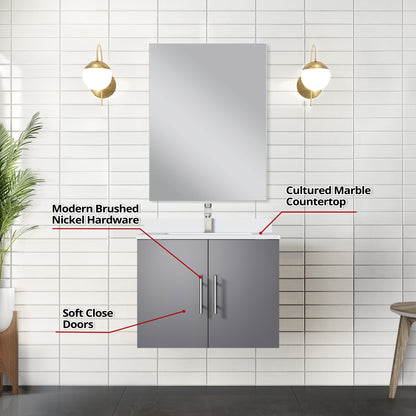 Geneva 24 in W x  in D Dark Grey Single Bath Vanity