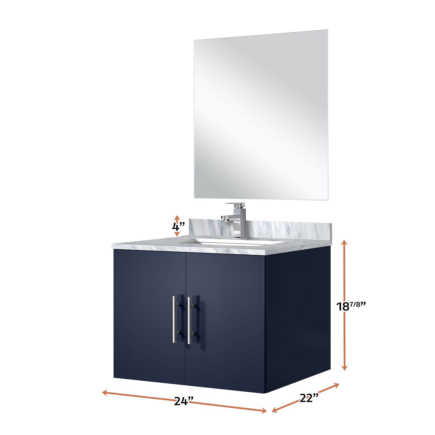 Geneva 24 in W x  in D Navy Blue Single Bath Vanity