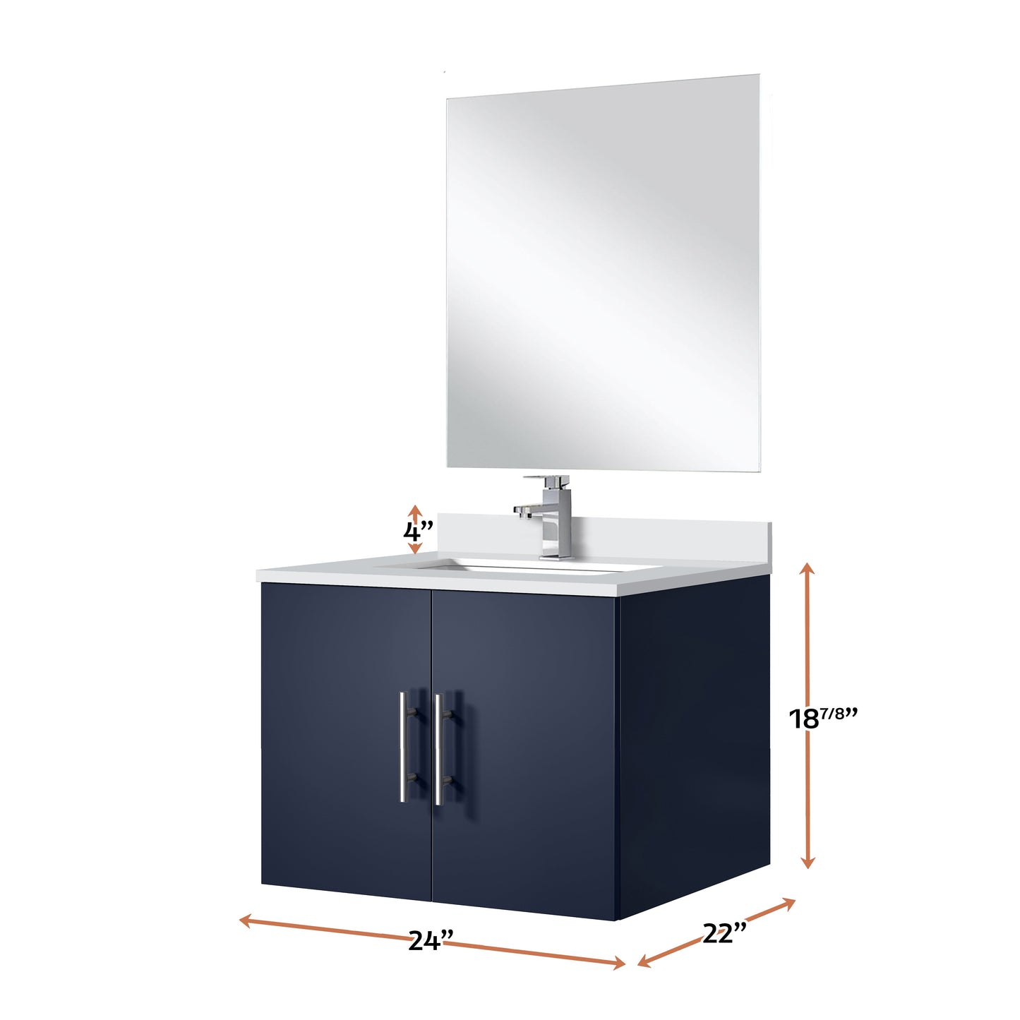 Geneva 24 in W x  in D Navy Blue Single Bath Vanity