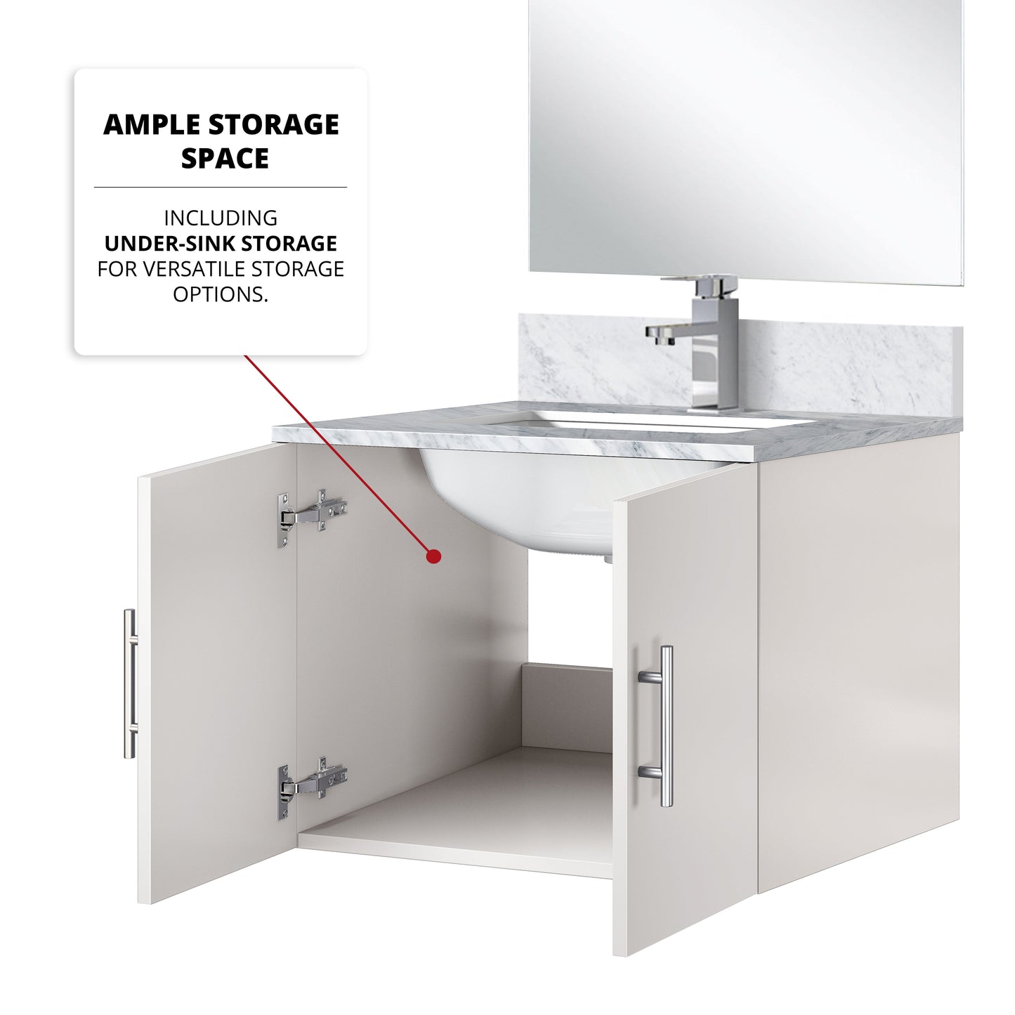 Geneva 24 in W x  in D Glossy White Single Bath Vanity