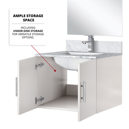 Geneva 24 in W x  in D Glossy White Single Bath Vanity