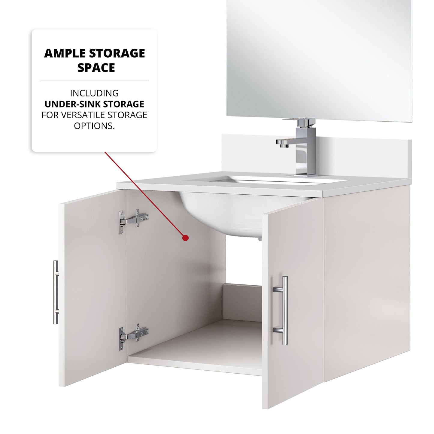 Geneva 24 in W x  in D Glossy White Single Bath Vanity