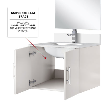 Geneva 24 in W x  in D Glossy White Single Bath Vanity