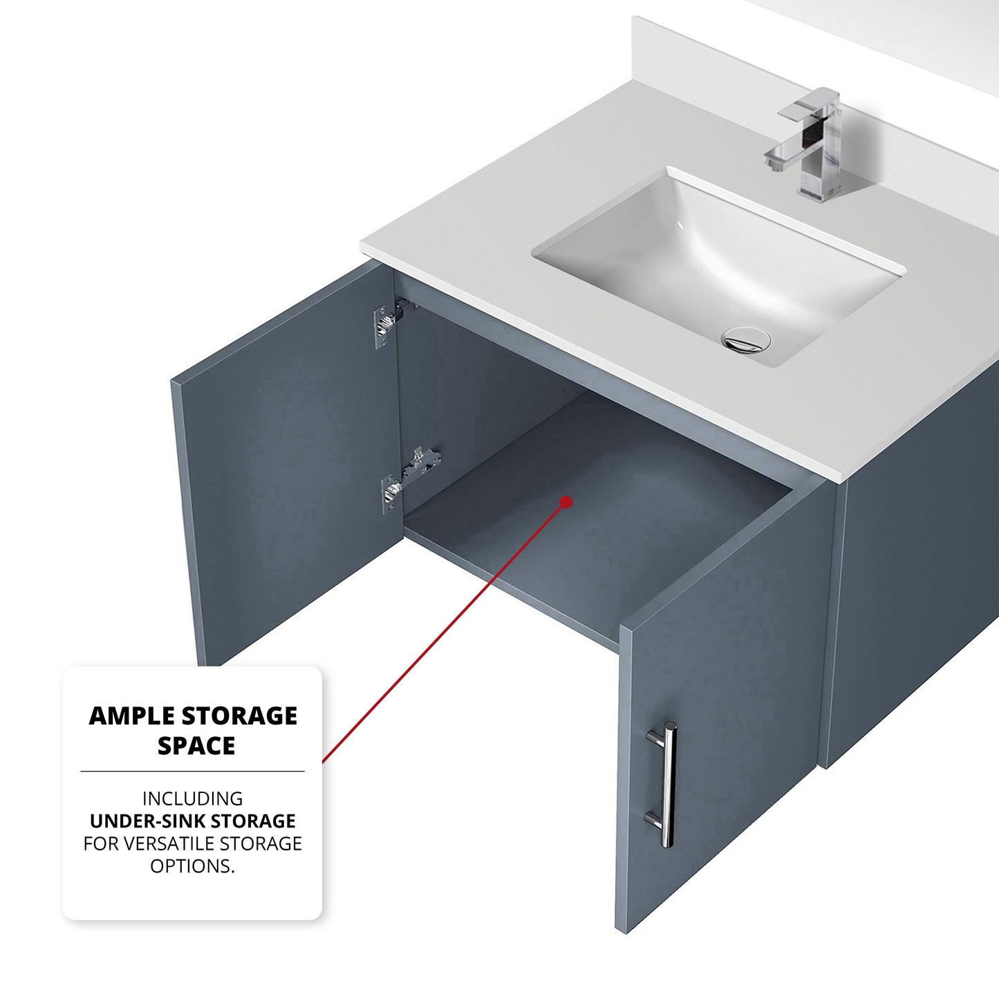 Geneva 30 in. W x 22 in. D Dark Grey Bath Vanity