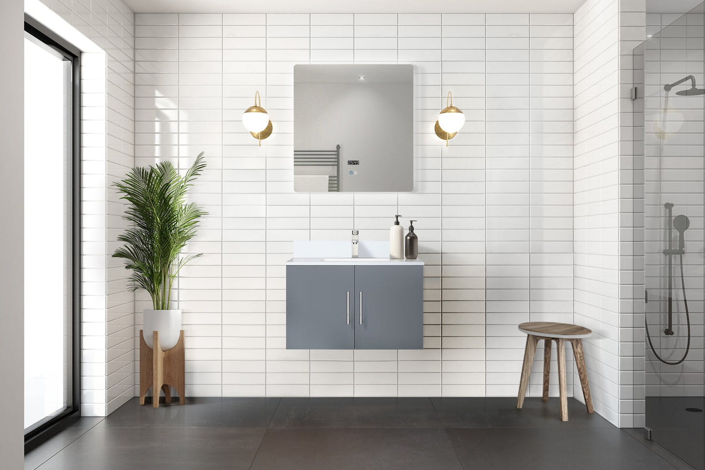 Geneva 30 in. W x 22 in. D Dark Grey Bath Vanity