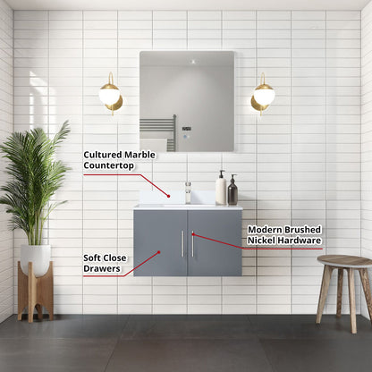 Geneva 30 in. W x 22 in. D Dark Grey Bath Vanity