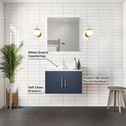 Geneva 30 in. W x 22 in. D Navy Blue Bath Vanity