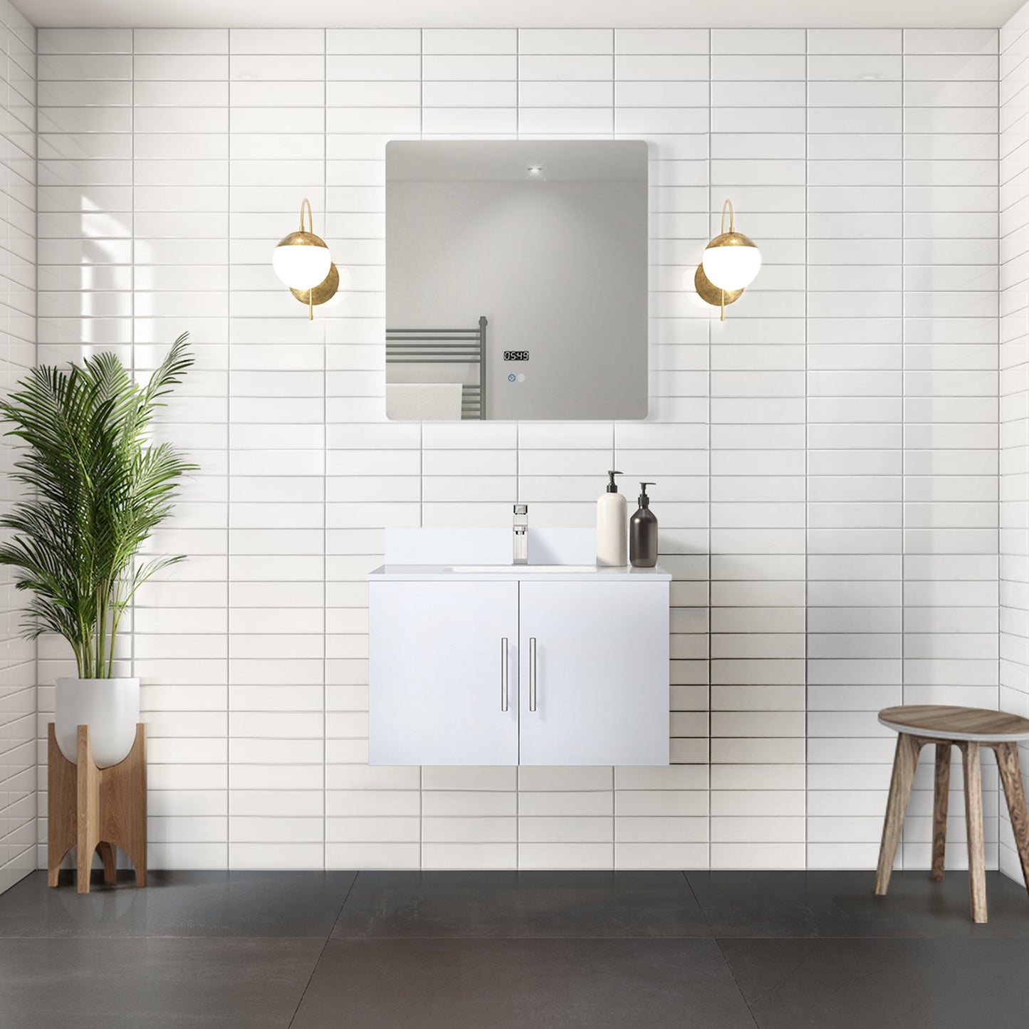 Geneva 30 in. W x 22 in. D Glossy White Bath Vanity