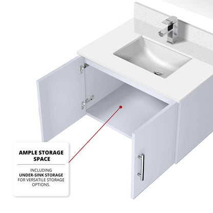 Geneva 30 in. W x 22 in. D Glossy White Bath Vanity