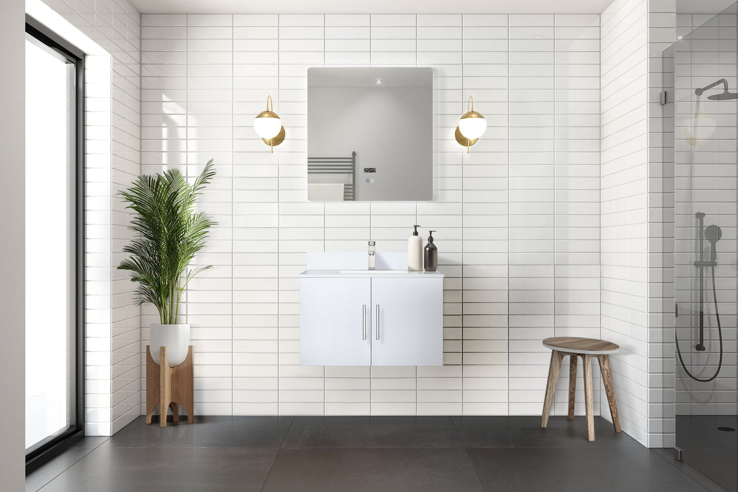 Geneva 30 in. W x 22 in. D Glossy White Bath Vanity