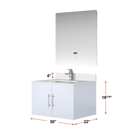 Geneva 30 in. W x 22 in. D Glossy White Bath Vanity