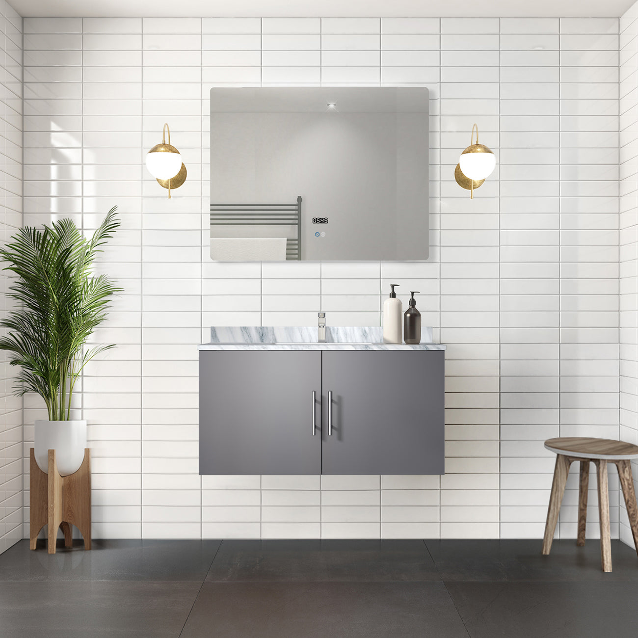 Geneva 36 in. W x 22 in. D Dark Grey Bath Vanity