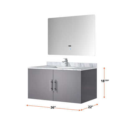 Geneva 36 in. W x 22 in. D Dark Grey Bath Vanity