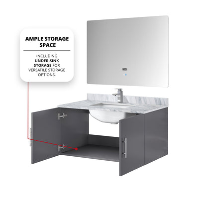 Geneva 36 in. W x 22 in. D Dark Grey Bath Vanity