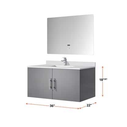 Geneva 36 in. W x 22 in. D Dark Grey Bath Vanity