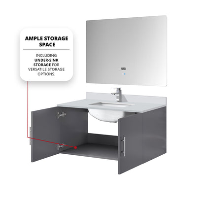 Geneva 36 in. W x 22 in. D Dark Grey Bath Vanity