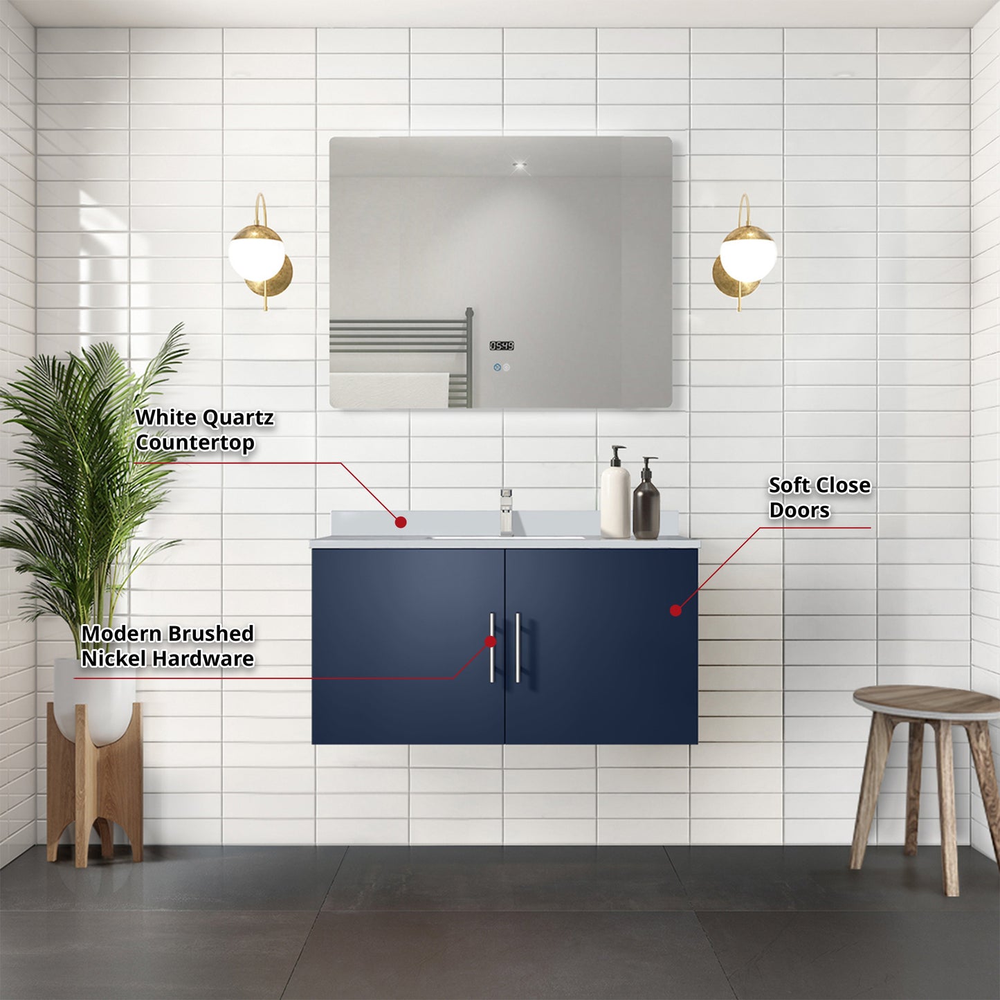 Geneva 36 in. W x 22 in. D Navy Blue Bath Vanity