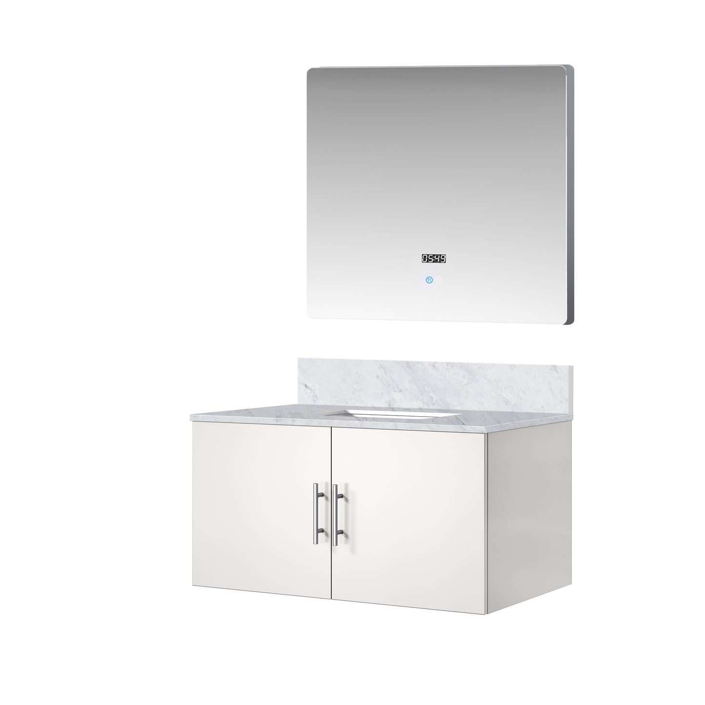 Geneva 36 in. W x 22 in. D Glossy White Bath Vanity