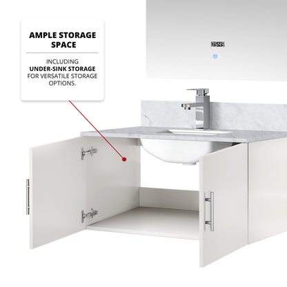 Geneva 36 in. W x 22 in. D Glossy White Bath Vanity