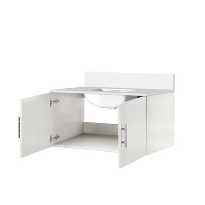 Geneva 36 in. W x 22 in. D Glossy White Bath Vanity