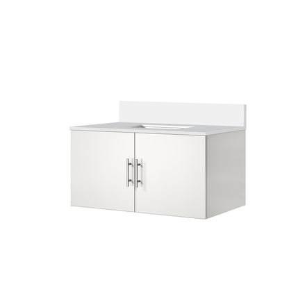 Geneva 36 in. W x 22 in. D Glossy White Bath Vanity