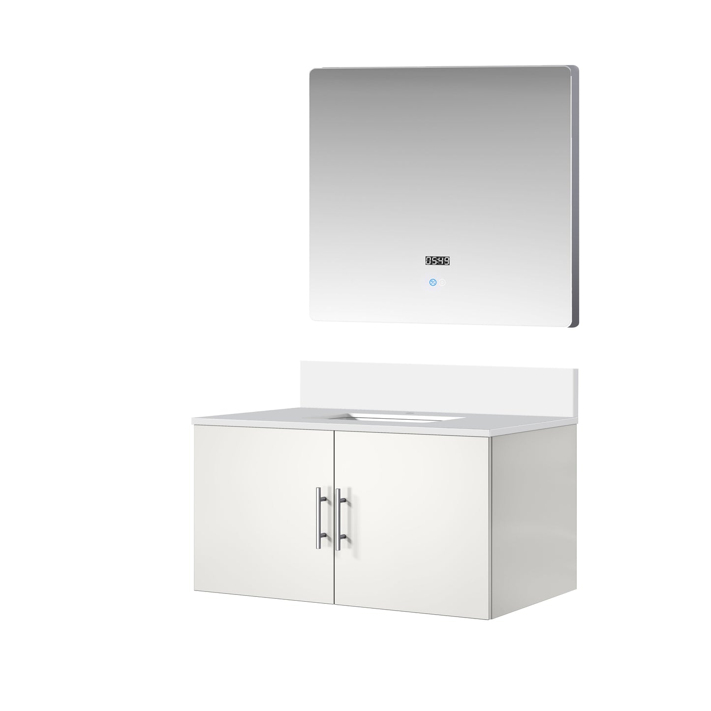 Geneva 36 in. W x 22 in. D Glossy White Bath Vanity
