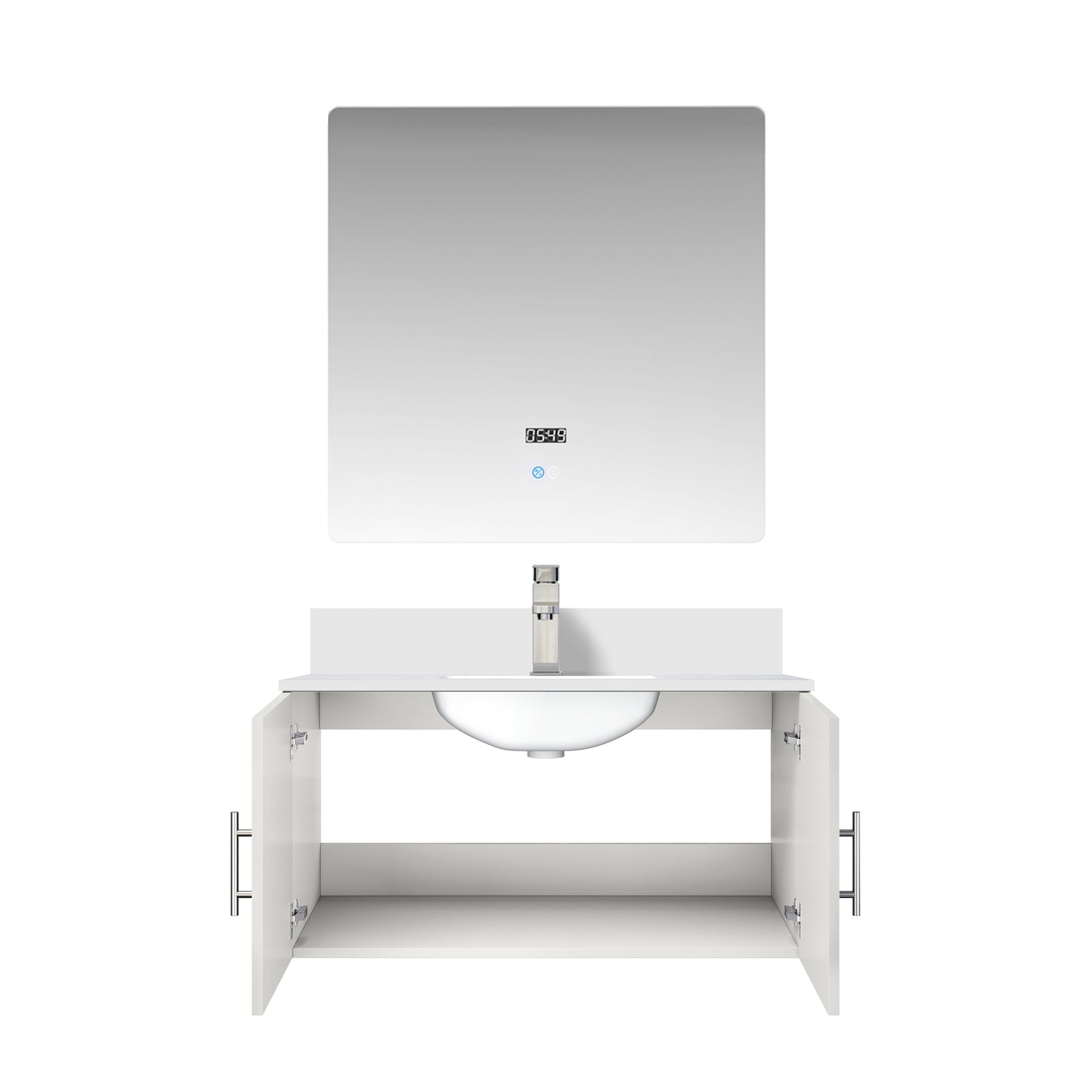 Geneva 36 in. W x 22 in. D Glossy White Bath Vanity