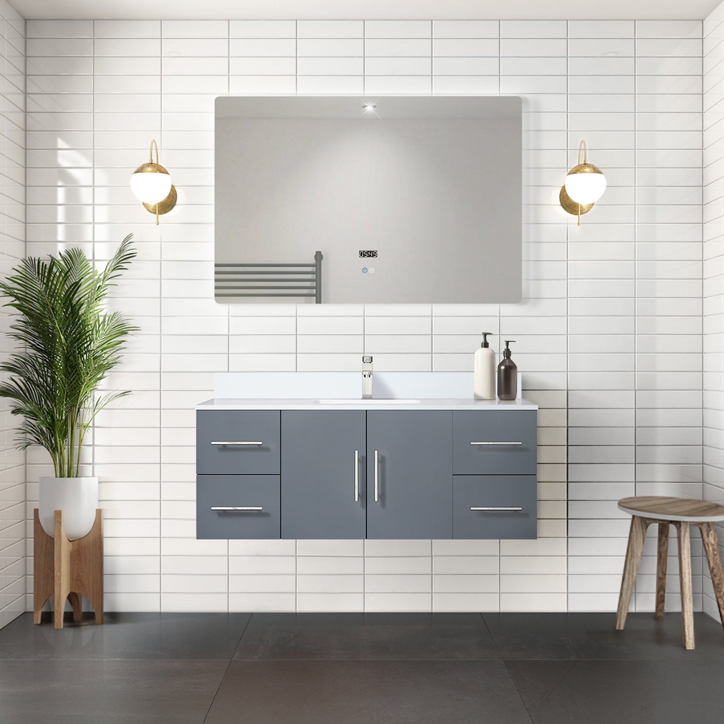 Geneva 48 in. W x 22 in. D Dark Grey Bath Vanity