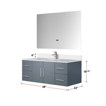 Geneva 48 in. W x 22 in. D Dark Grey Bath Vanity