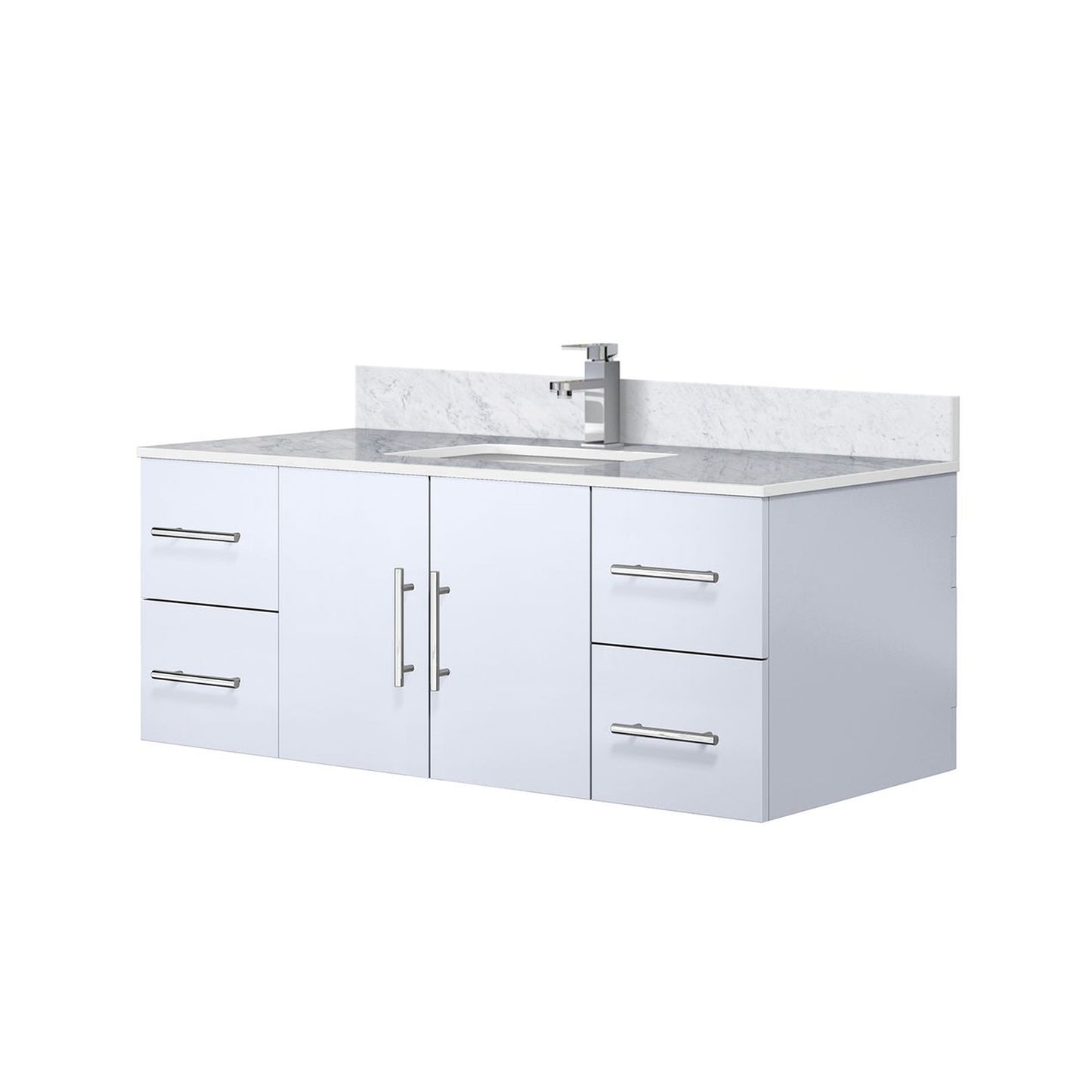 Geneva 48 in. W x 22 in. D Glossy White Bath Vanity
