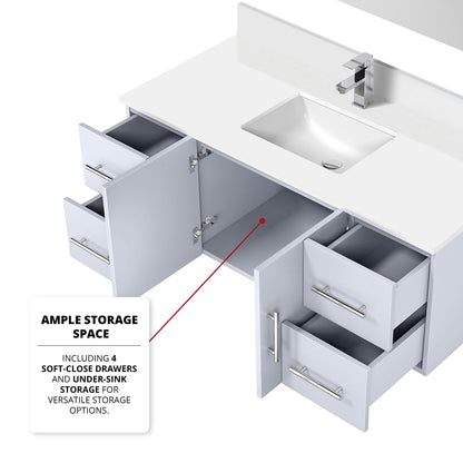 Geneva 48 in. W x 22 in. D Glossy White Bath Vanity
