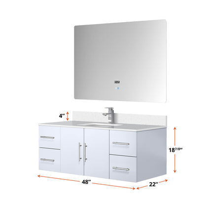 Geneva 48 in. W x 22 in. D Glossy White Bath Vanity