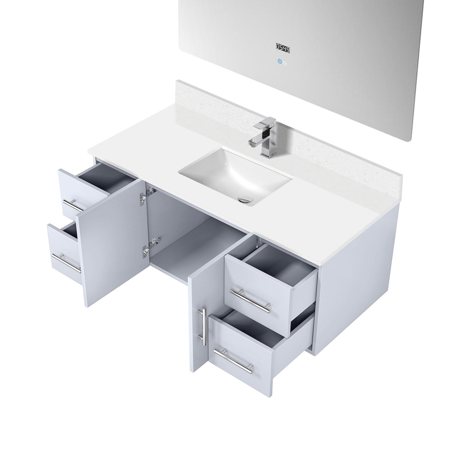 Geneva 48 in. W x 22 in. D Glossy White Bath Vanity