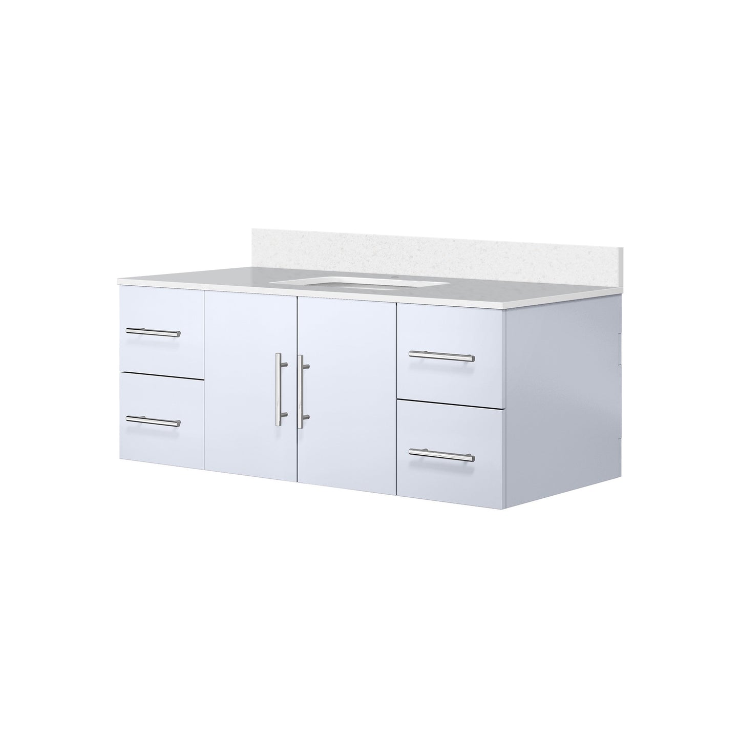 Geneva 48 in. W x 22 in. D Glossy White Bath Vanity