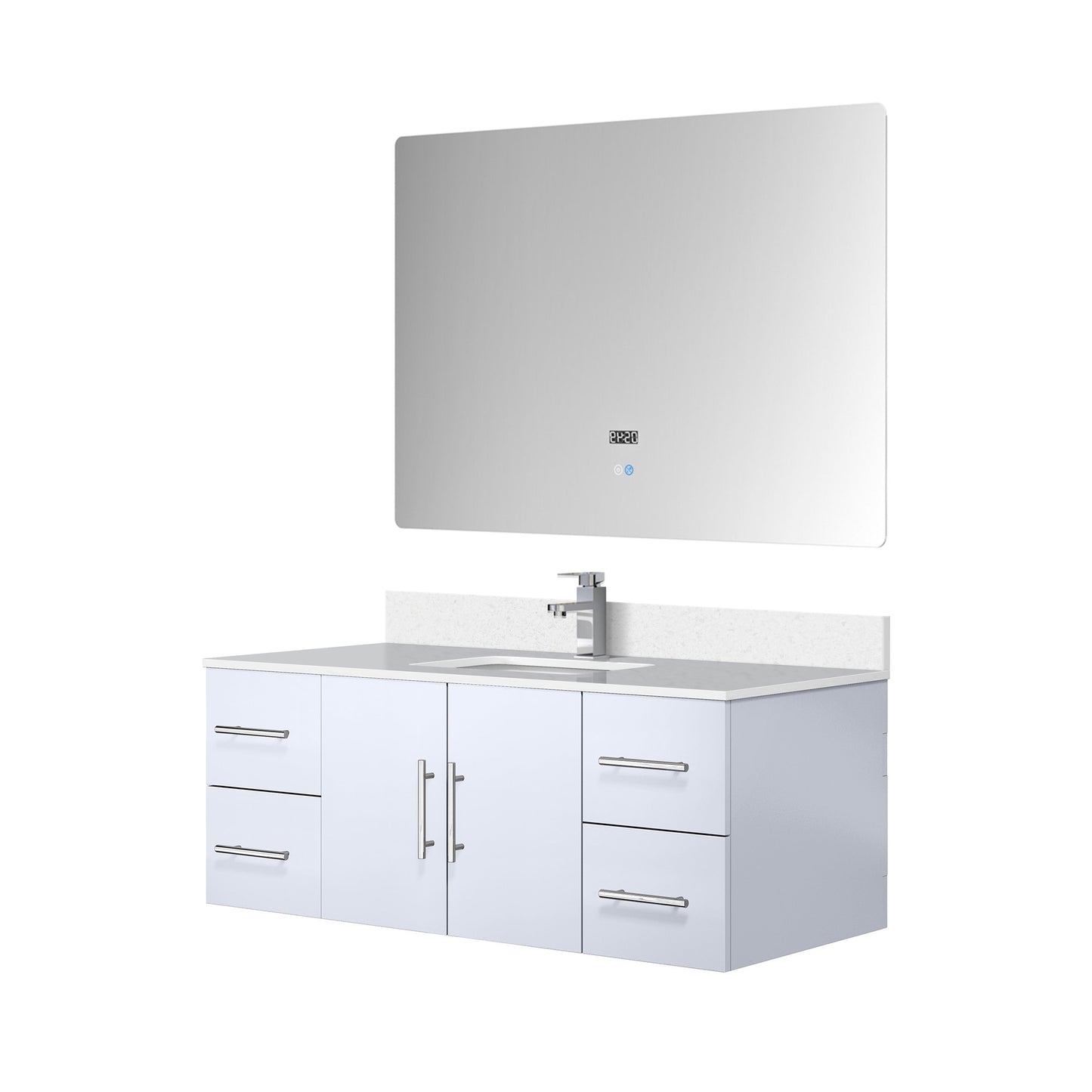 Geneva 48 in. W x 22 in. D Glossy White Bath Vanity