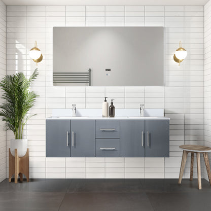 Geneva 60 in. W x 22 in. D Dark Grey Double Bath Vanity