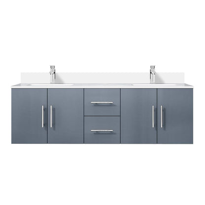 Geneva 60 in. W x 22 in. D Dark Grey Double Bath Vanity