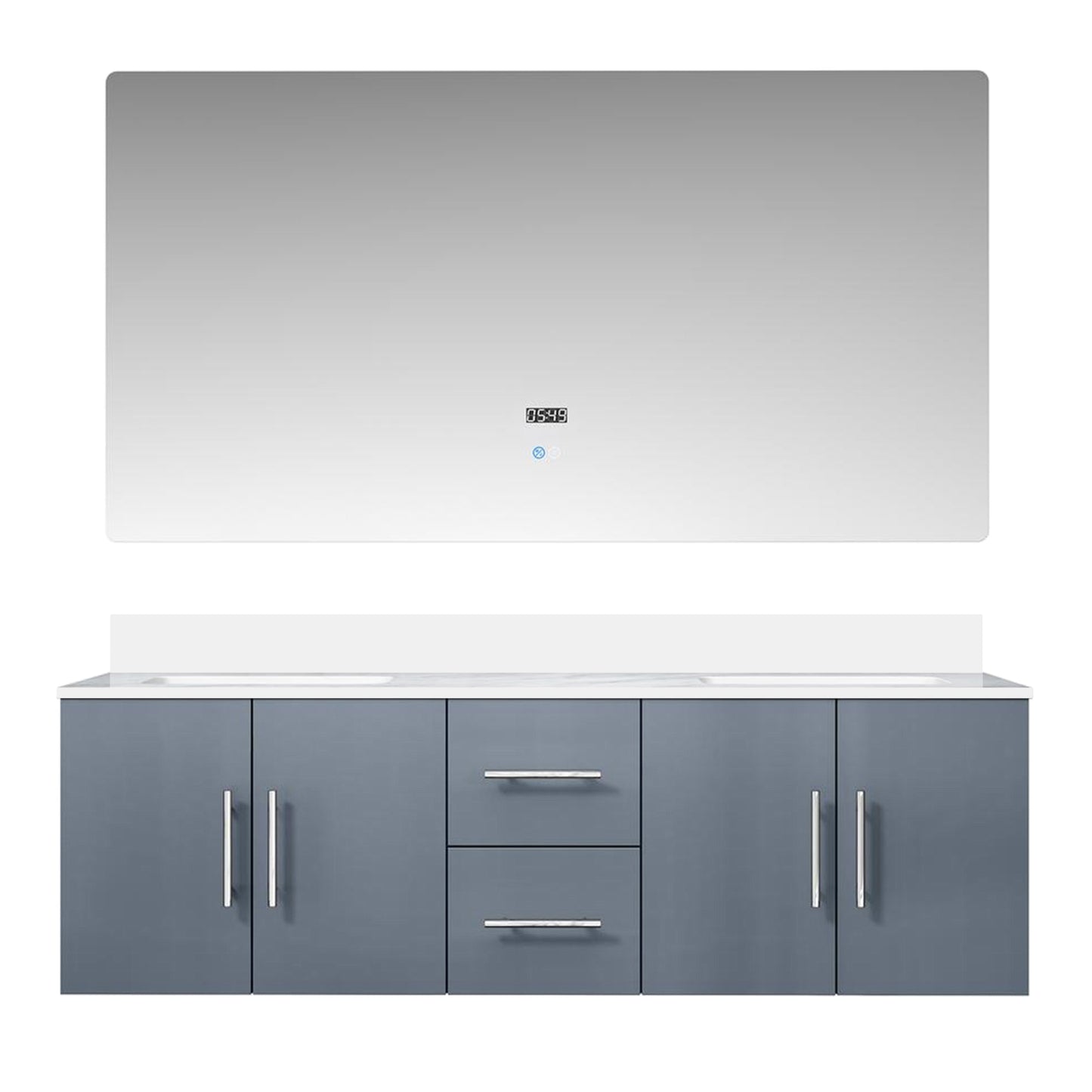 Geneva 60 in. W x 22 in. D Dark Grey Double Bath Vanity