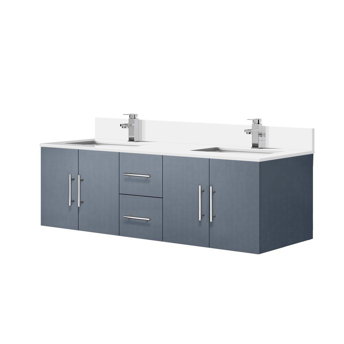 Geneva 60 in. W x 22 in. D Dark Grey Double Bath Vanity