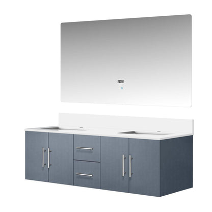 Geneva 60 in. W x 22 in. D Dark Grey Double Bath Vanity