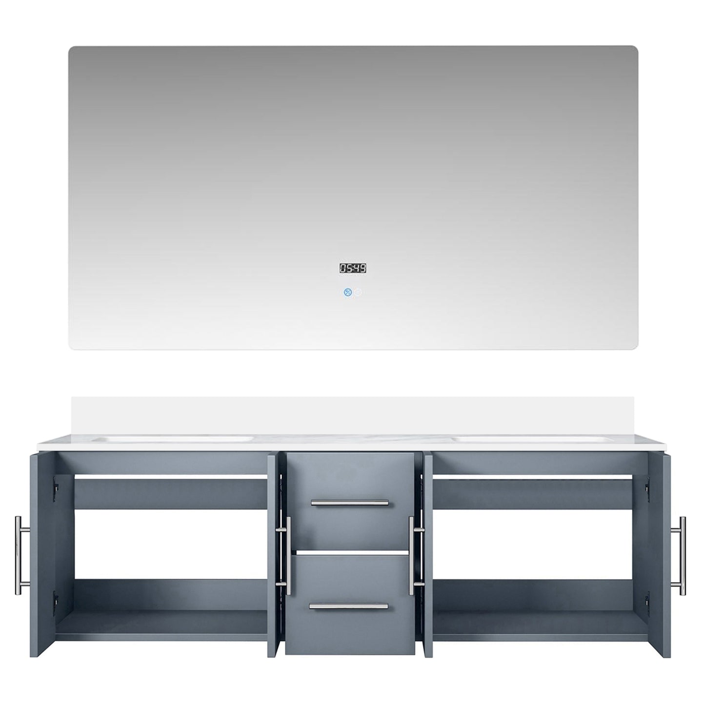 Geneva 60 in. W x 22 in. D Dark Grey Double Bath Vanity