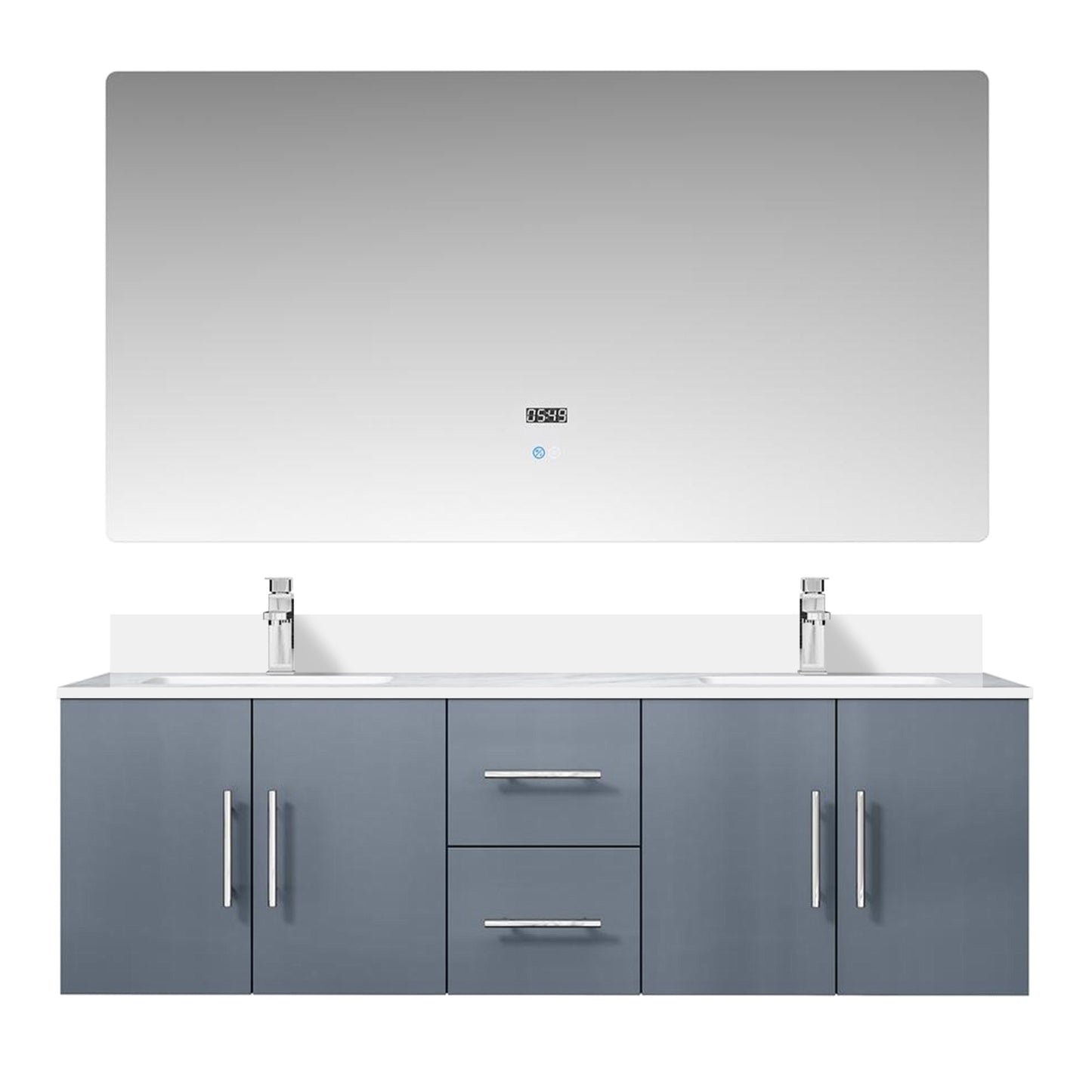 Geneva 60 in. W x 22 in. D Dark Grey Double Bath Vanity