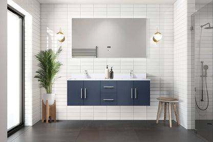 Geneva 60 in. W x 22 in. D Navy Blue Double Bath Vanity