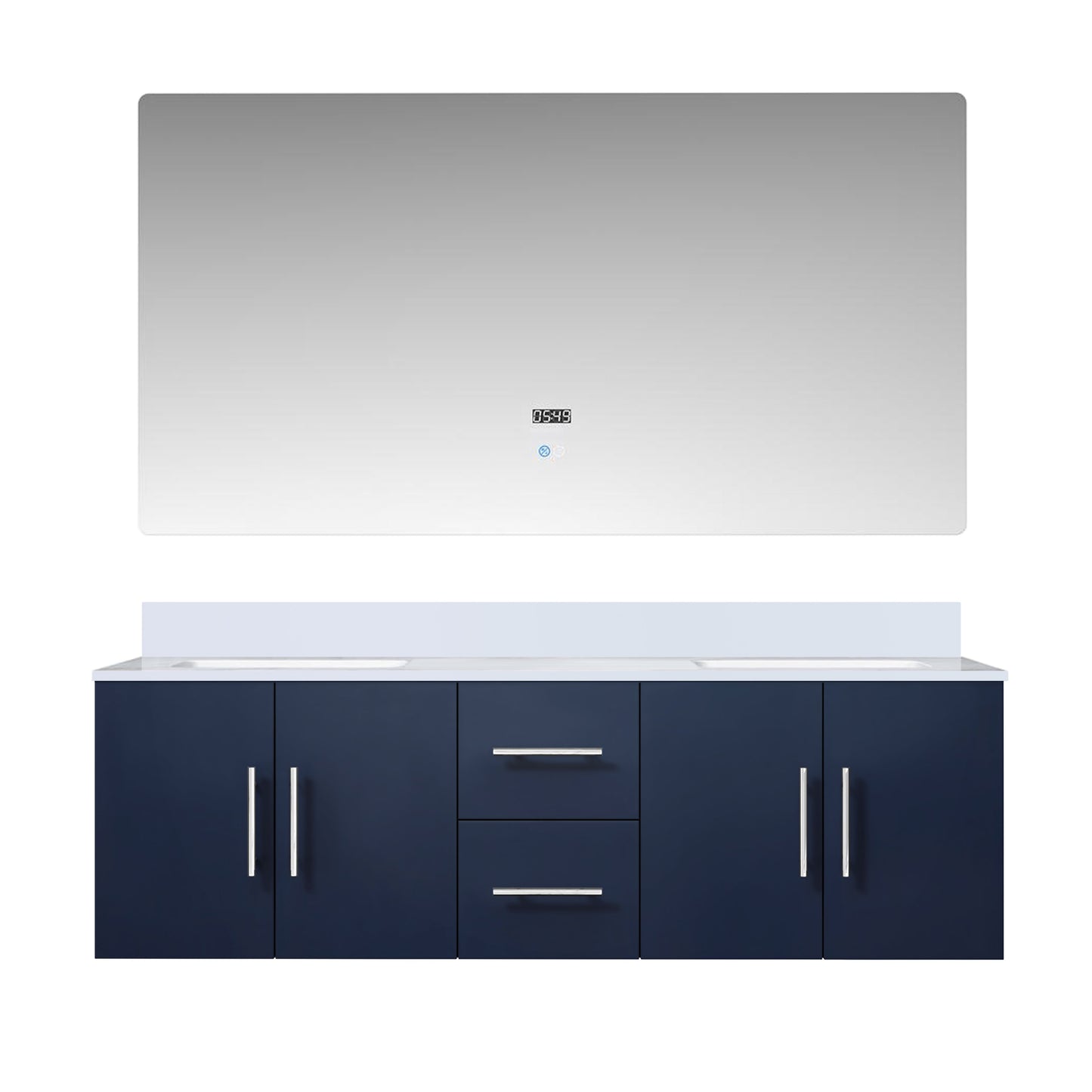 Geneva 60 in. W x 22 in. D Navy Blue Double Bath Vanity