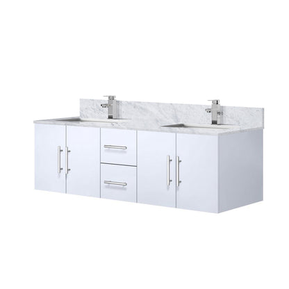 Geneva 60 in. W x 22 in. D Glossy White Double Bath Vanity