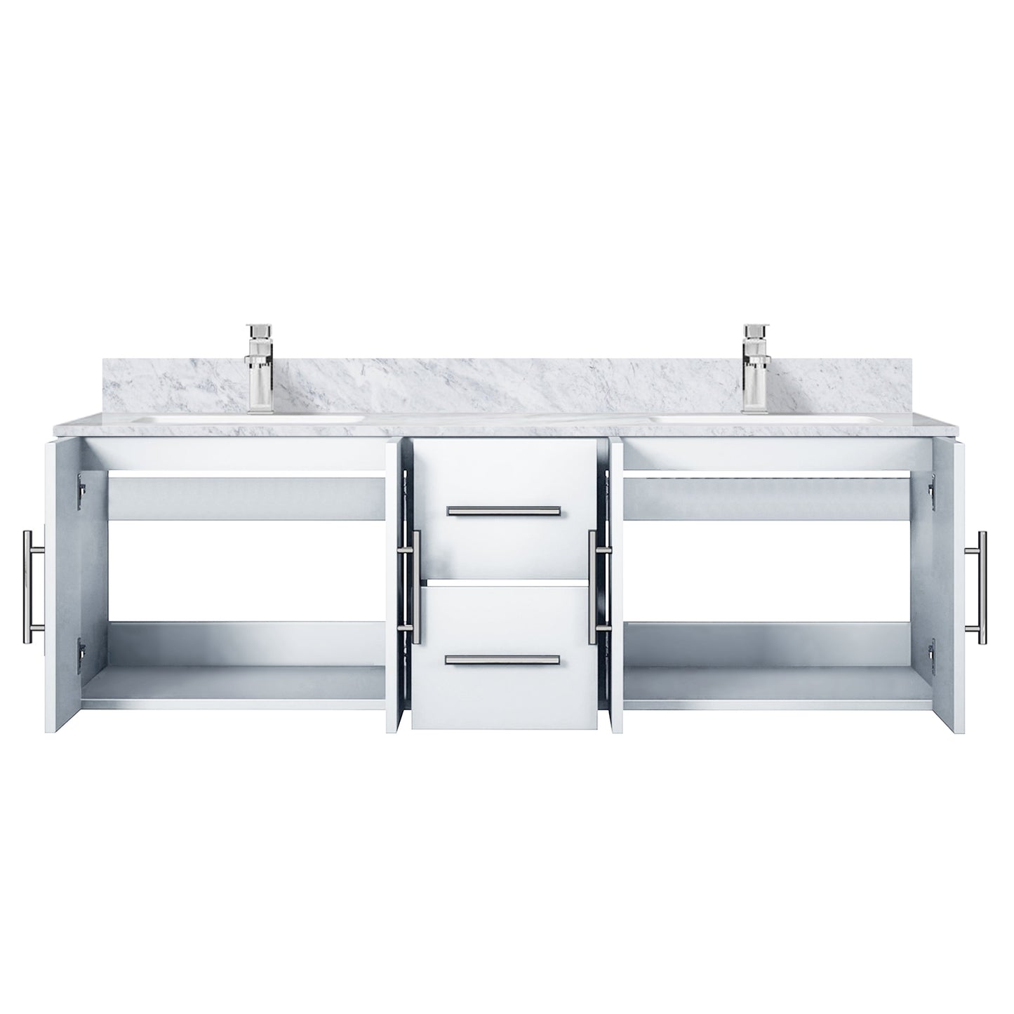 Geneva 60 in. W x 22 in. D Glossy White Double Bath Vanity
