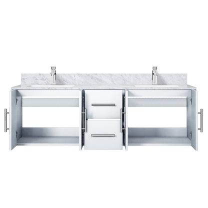 Geneva 60 in. W x 22 in. D Glossy White Double Bath Vanity