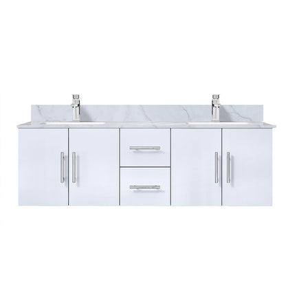 Geneva 60 in. W x 22 in. D Glossy White Double Bath Vanity